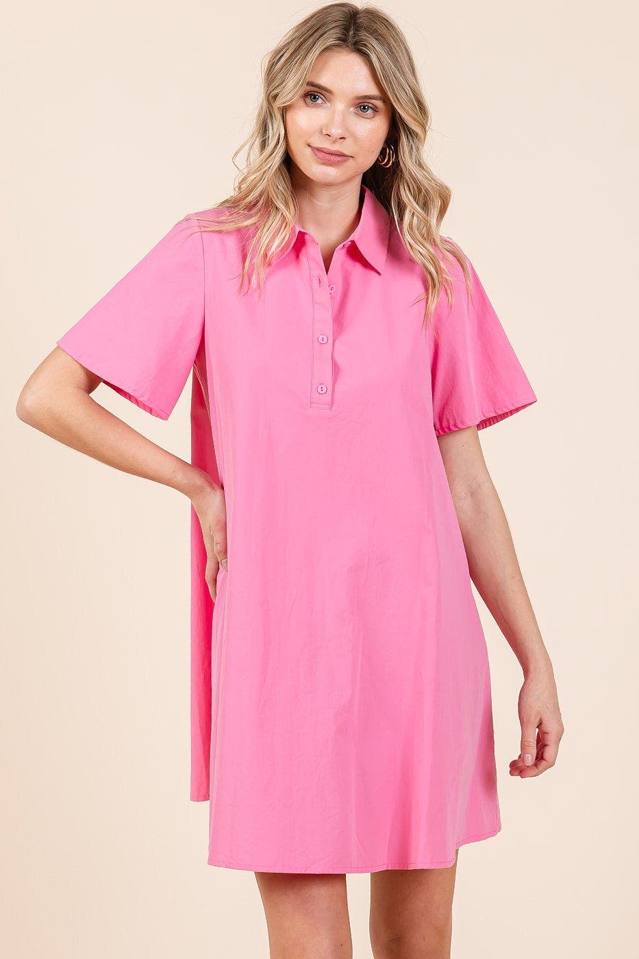 Mittoshop Poplin Collar Pleated Back Mini Dress