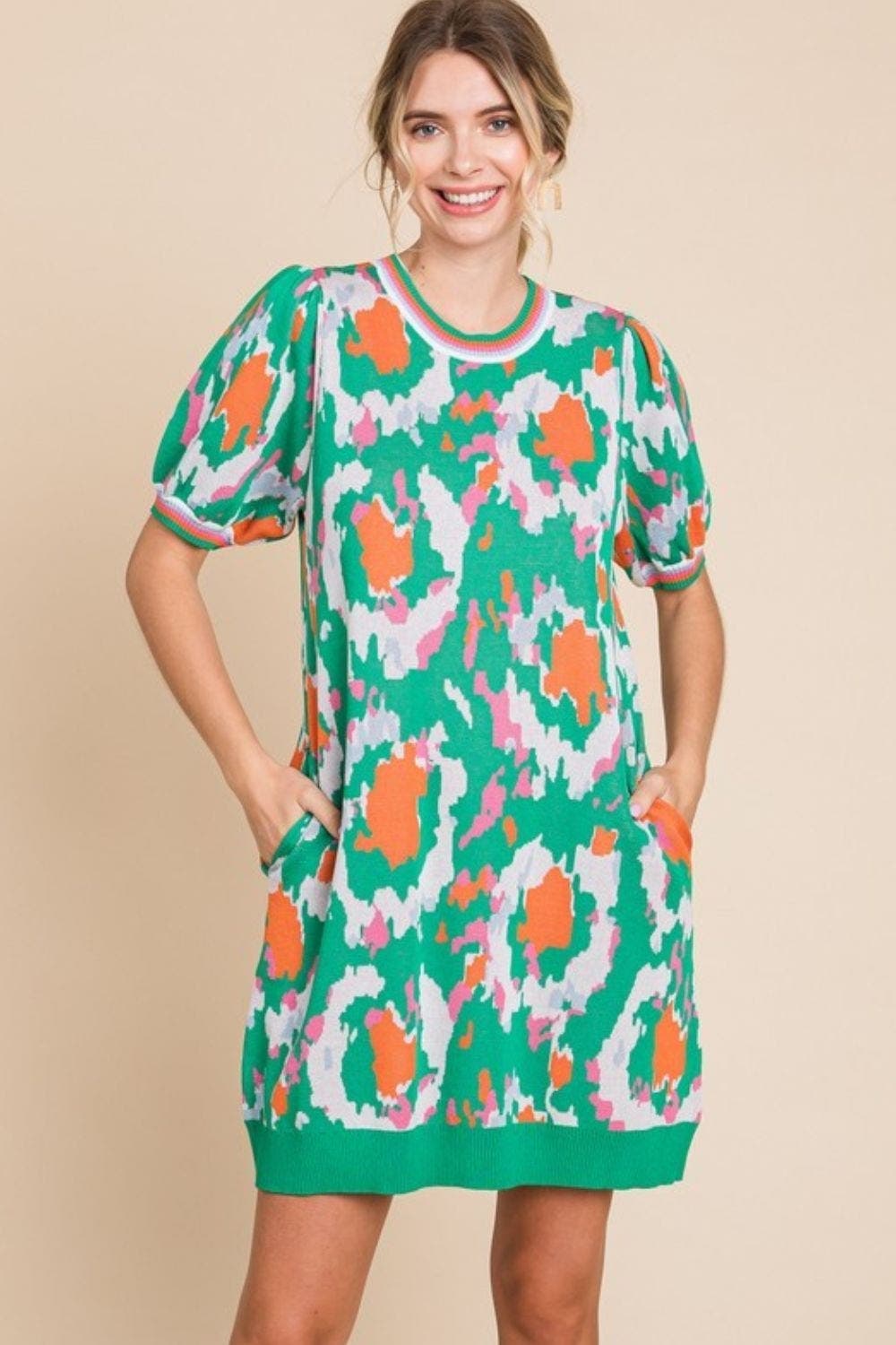 Mittoshop Print Knit Dress with Pockets