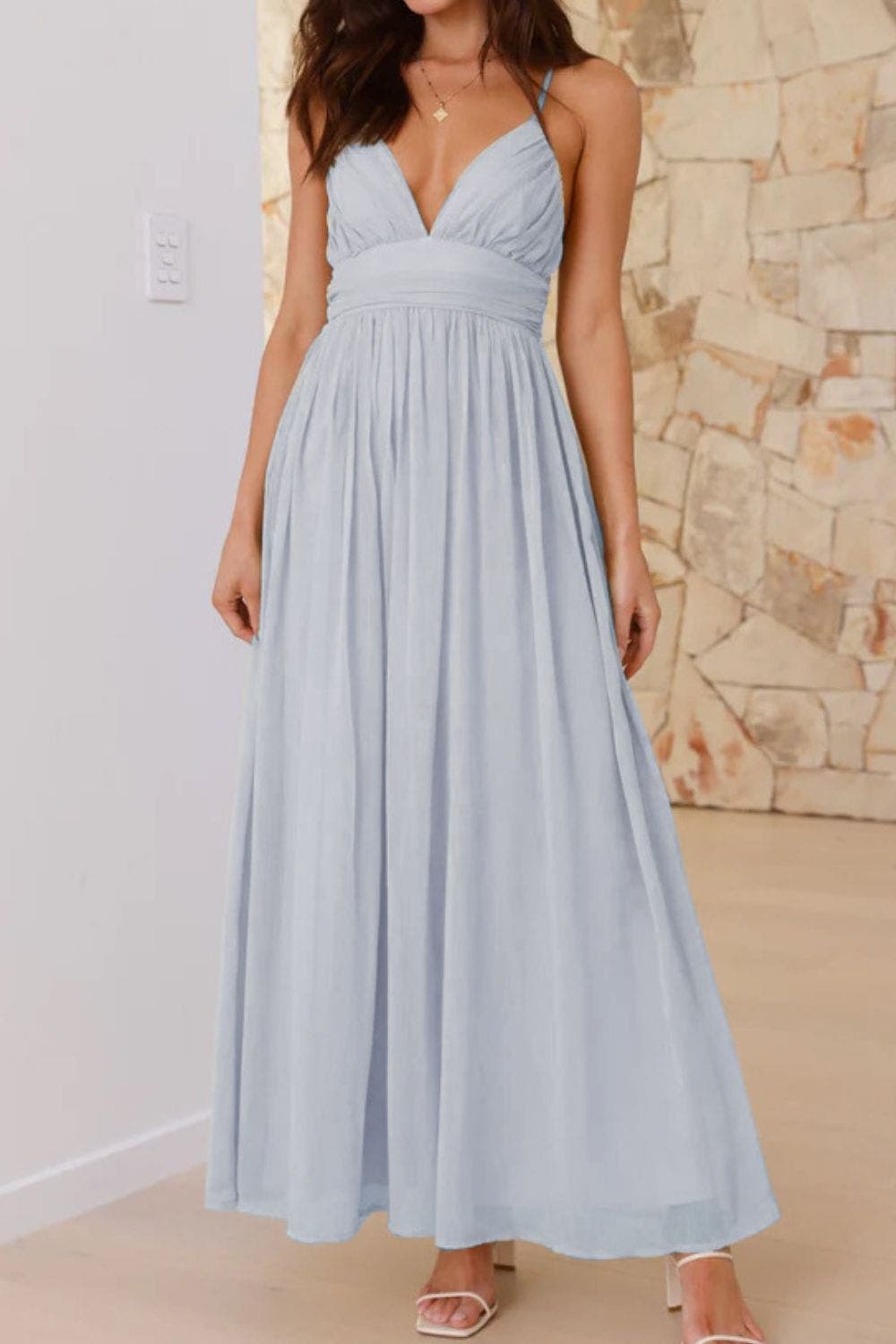 Ruched V-Neck Cami Dress
