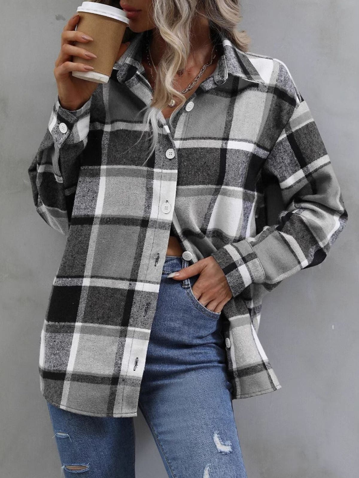 Plaid Flannel Button-Up Shacket