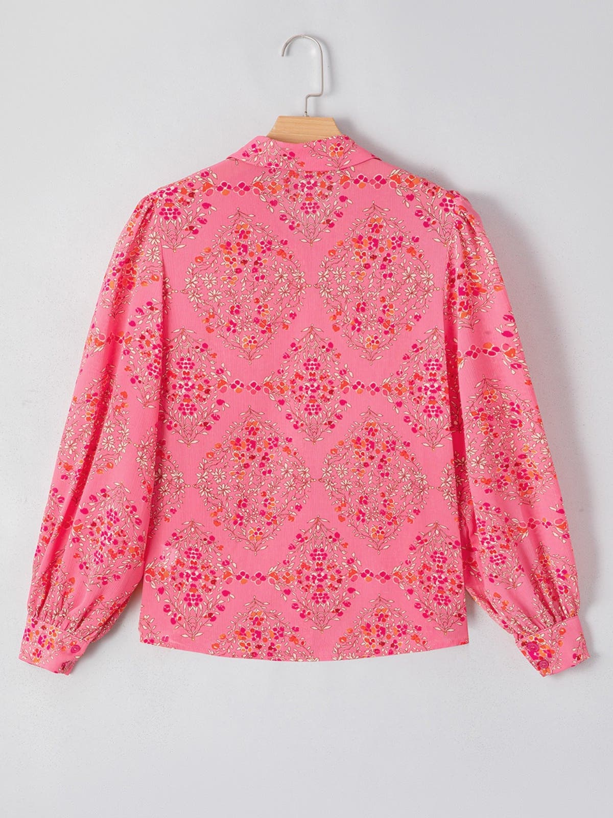 Floral Print Lantern Sleeve Loose Shirt