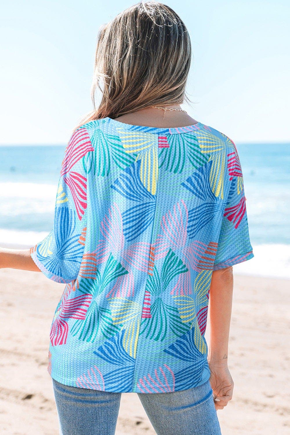 Printed Round Neck Half Sleeve Top
