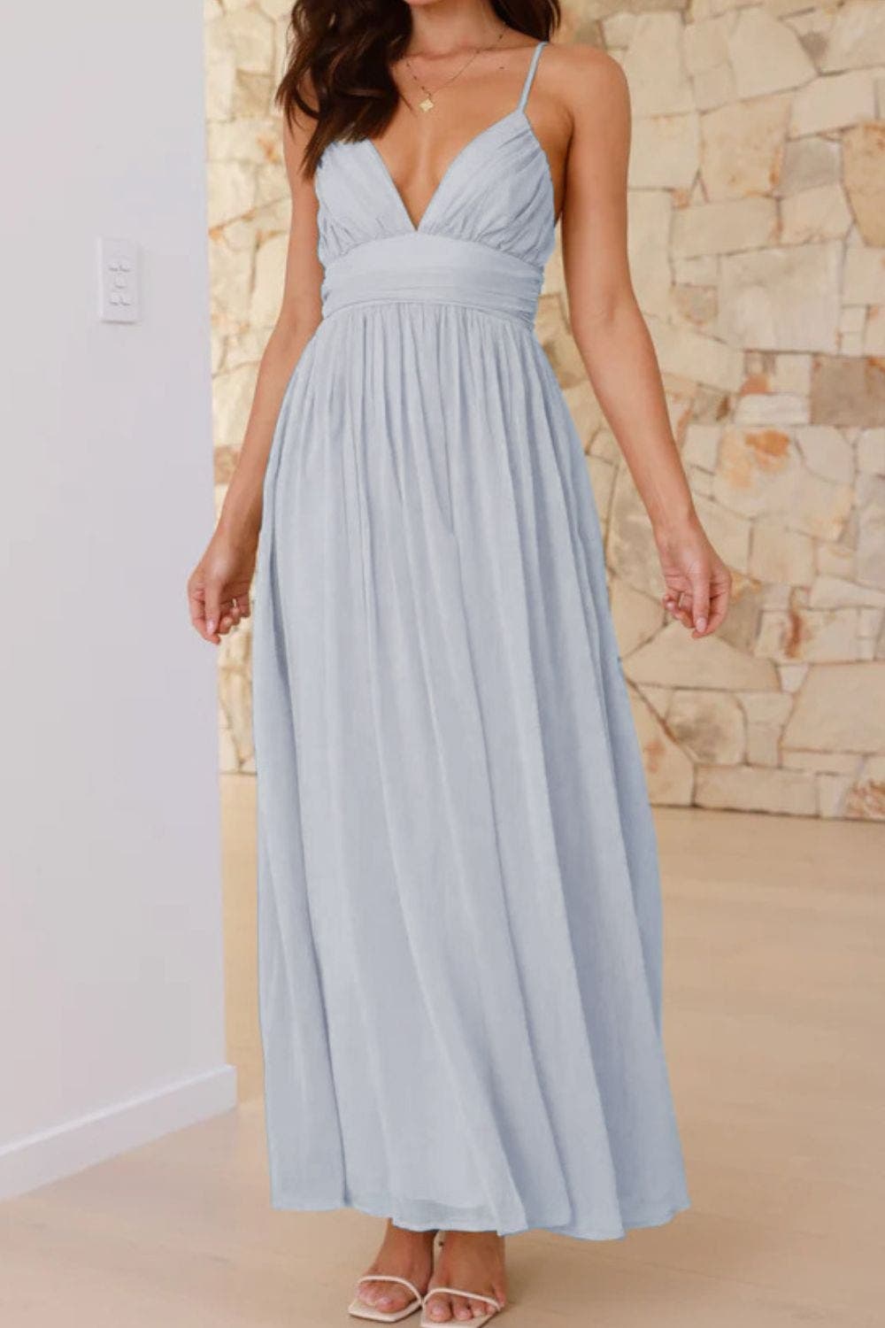 Ruched V-Neck Cami Dress