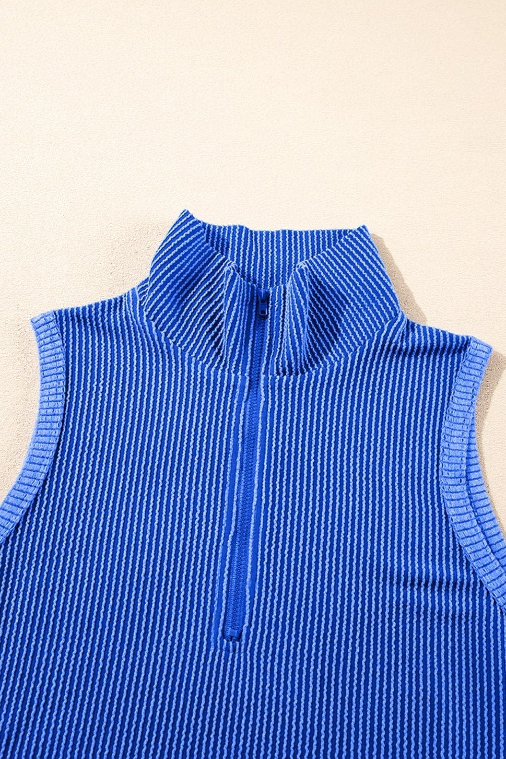 Corded Collared Half Zip Tank and Shorts Set
