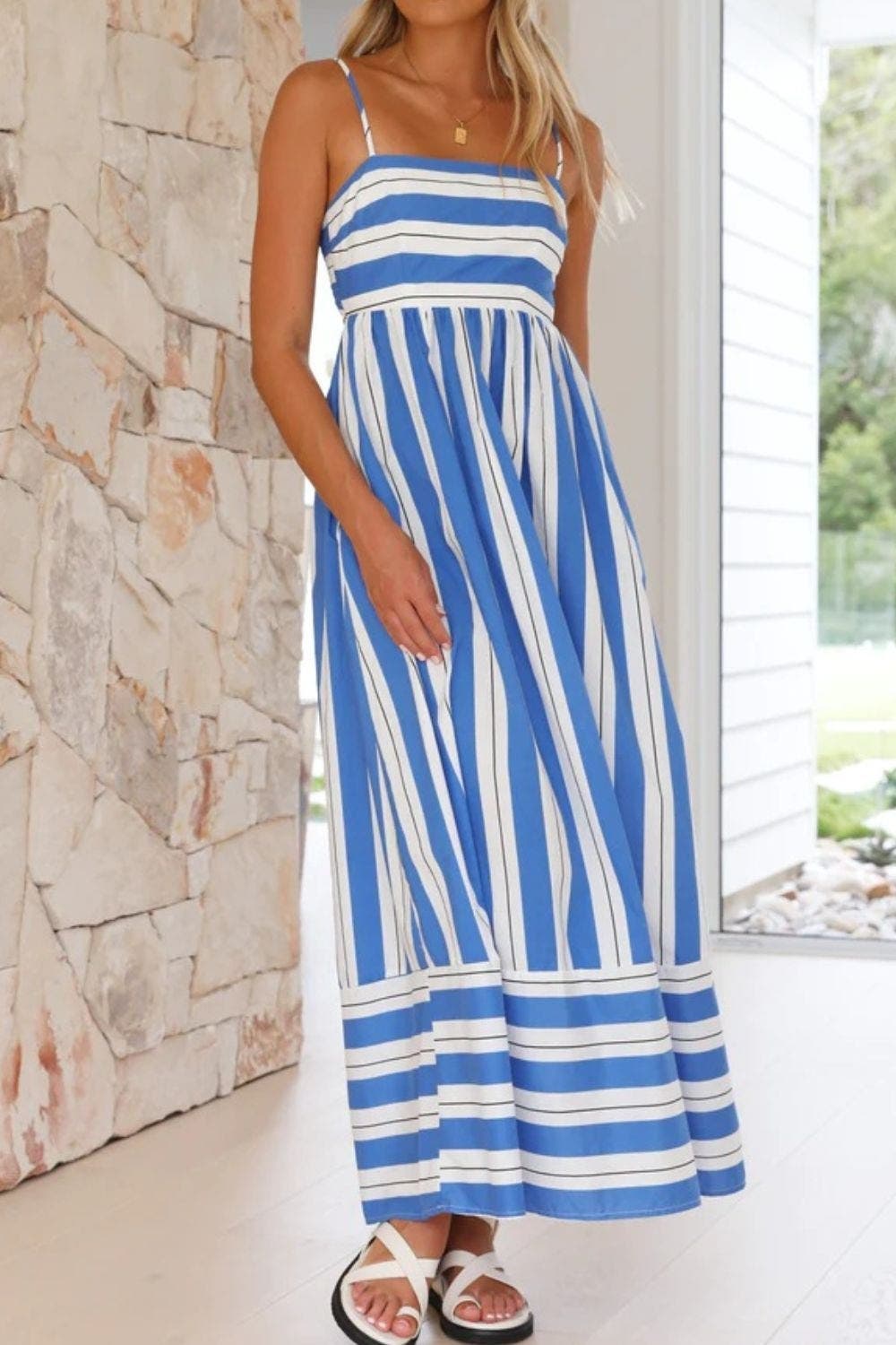 Striped Square Neck Cami Dress