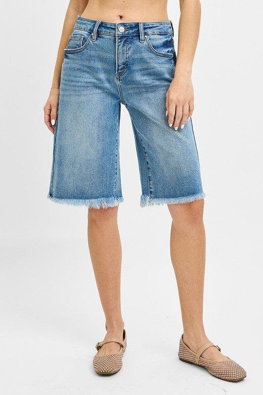 RISEN Full Size Tummy Control Mid Rise Fit Bermuda Plus Size