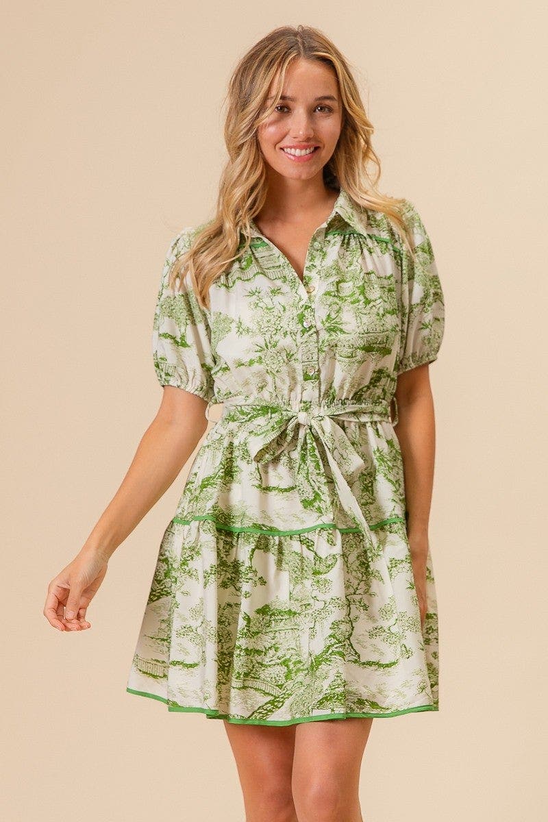 BiBi Woven Printed Tiered Dress