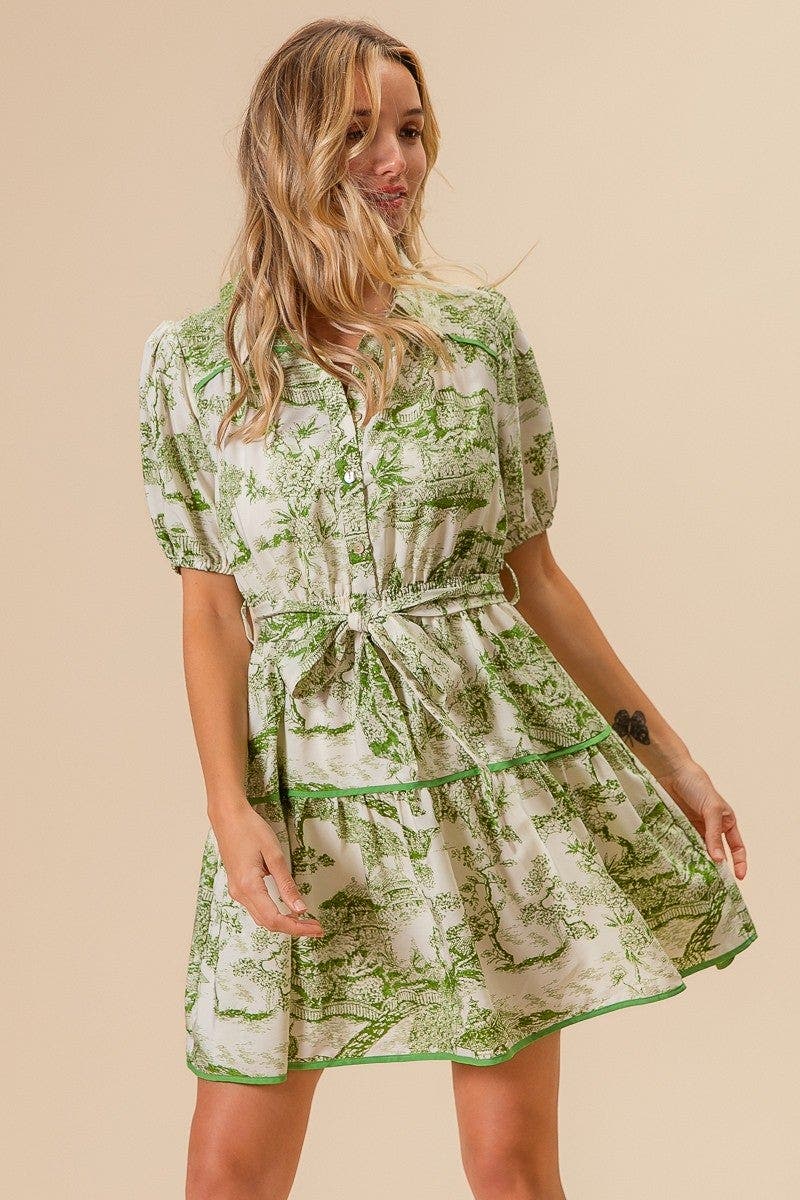 BiBi Woven Printed Tiered Dress