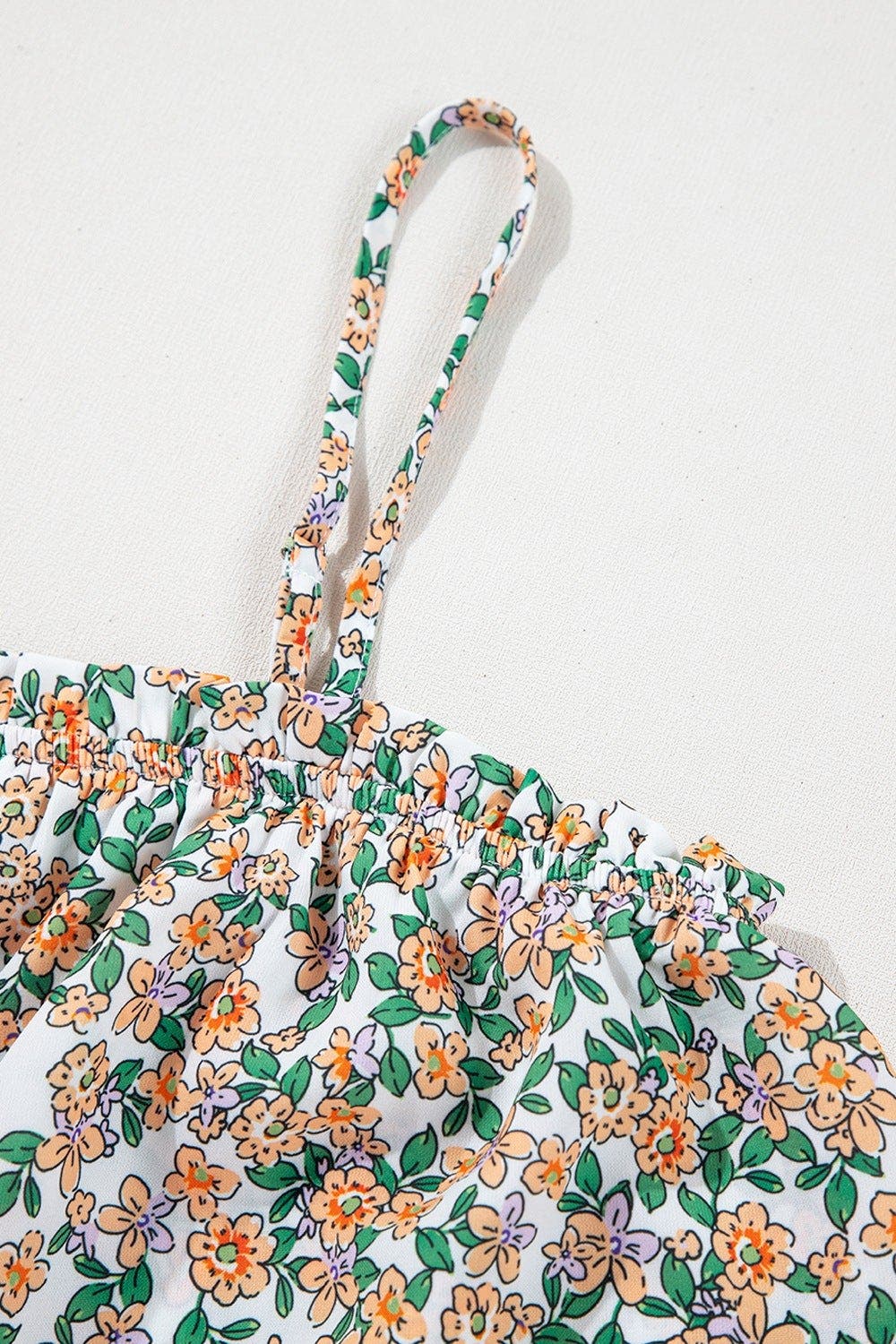 Floral Spaghetti Strap Ruffled Cami