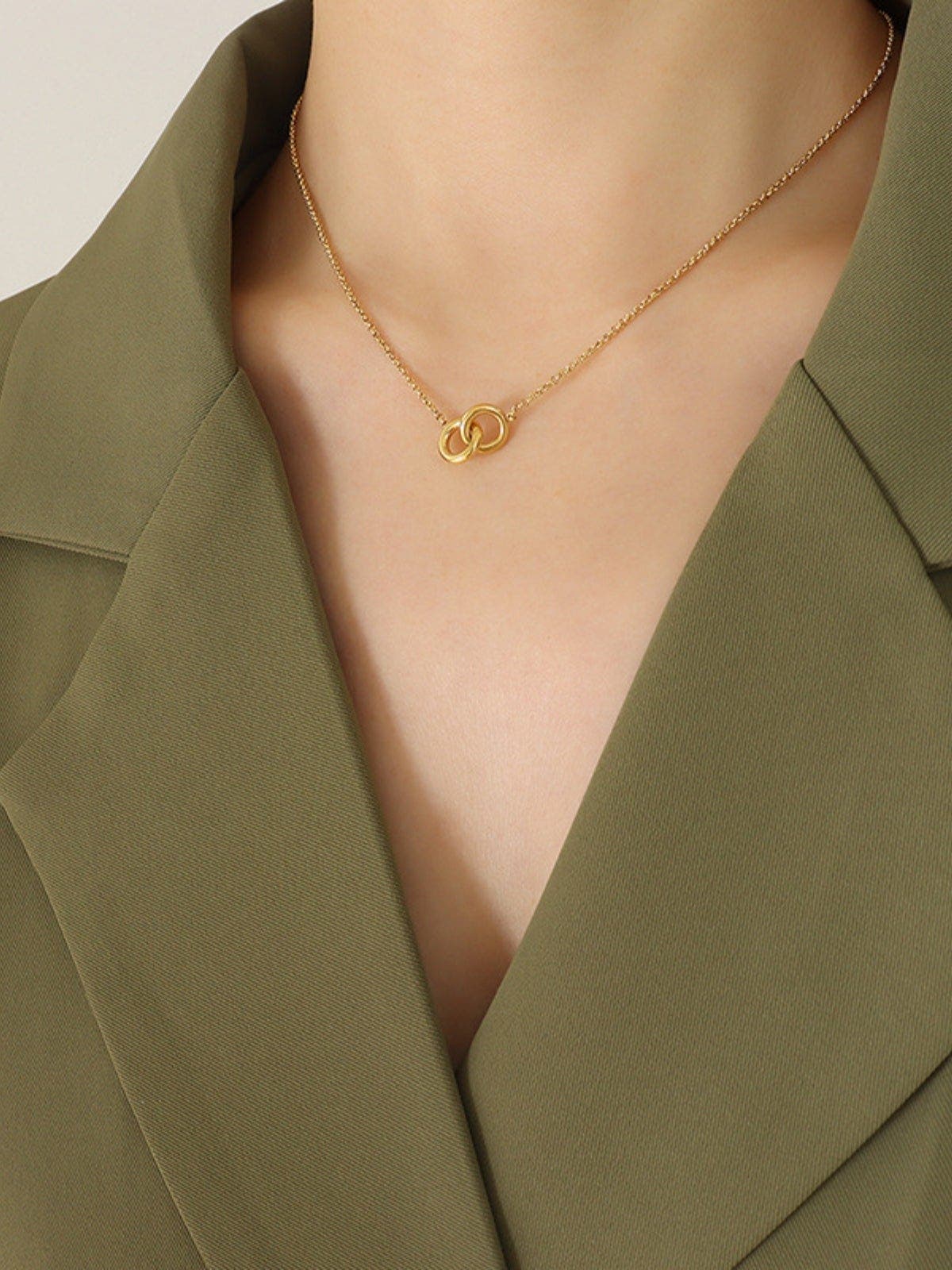 18K Gold-Plated Titanium Steel Hoop Pendant Necklace *Final Sale*