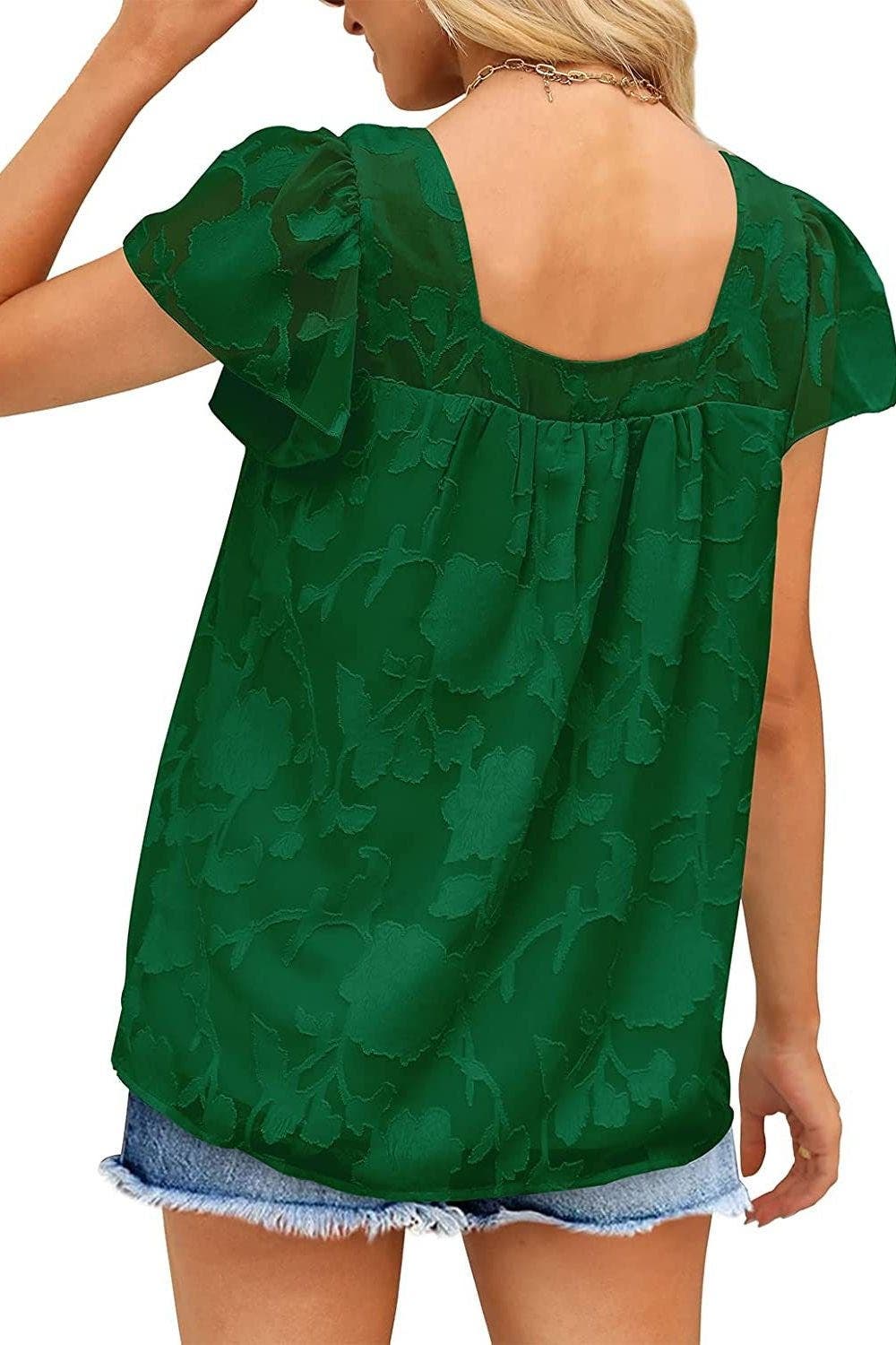 Square Neck Short Sleeve Blouse