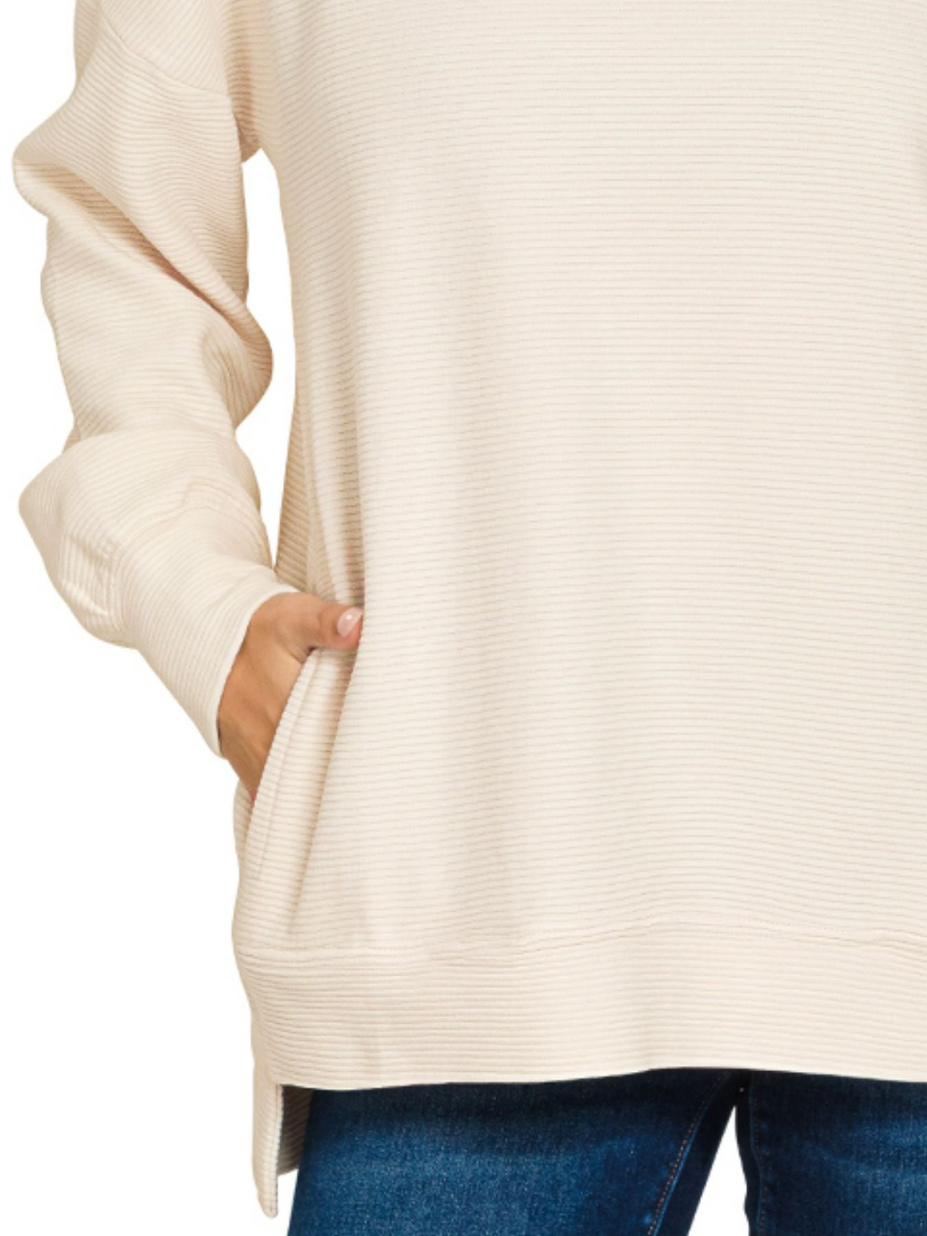 Zenana Full Size Acid Washed Double Ribbed Hi-low Sweatshirt