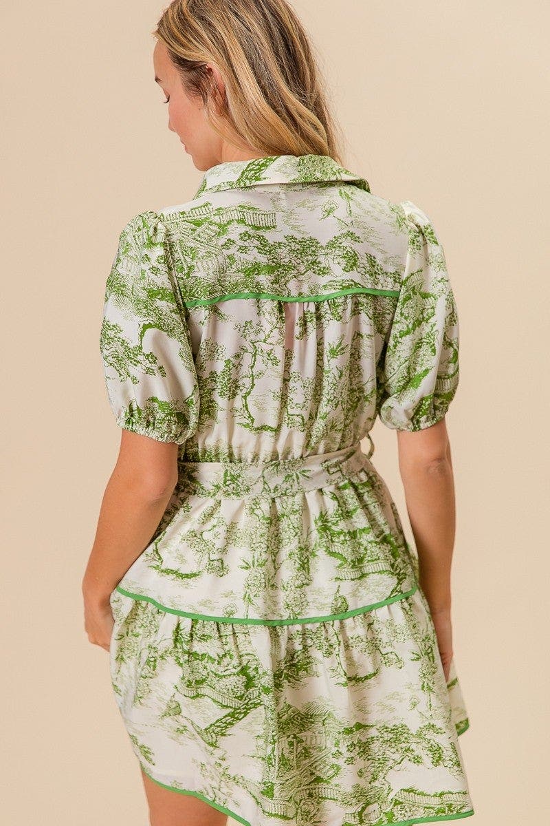 BiBi Woven Printed Tiered Dress