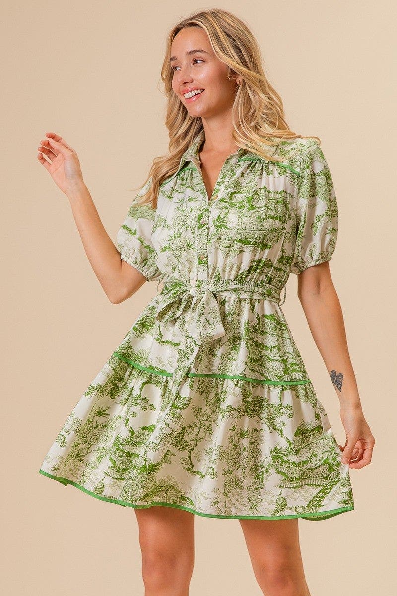 BiBi Woven Printed Tiered Dress