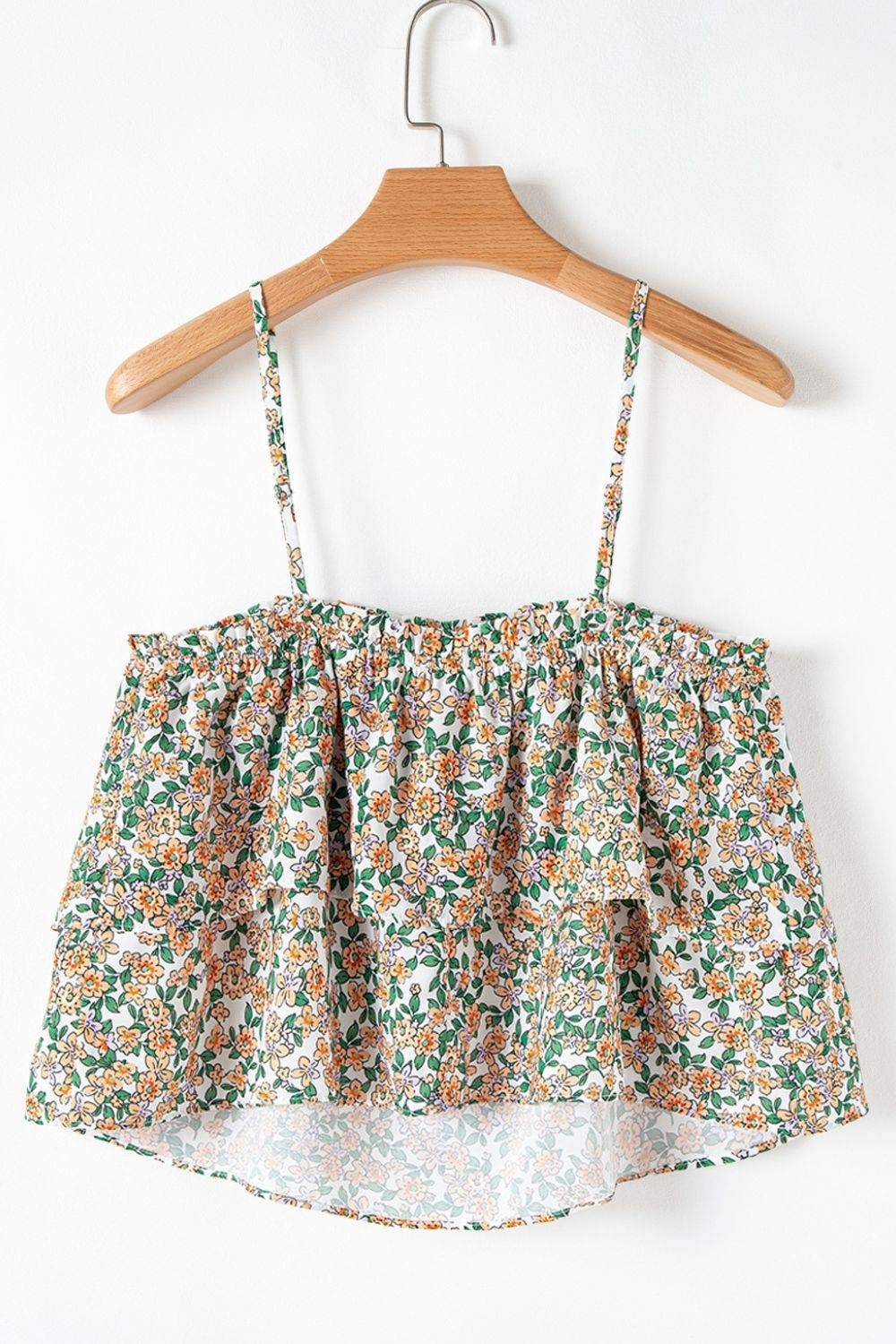 Floral Spaghetti Strap Ruffled Cami