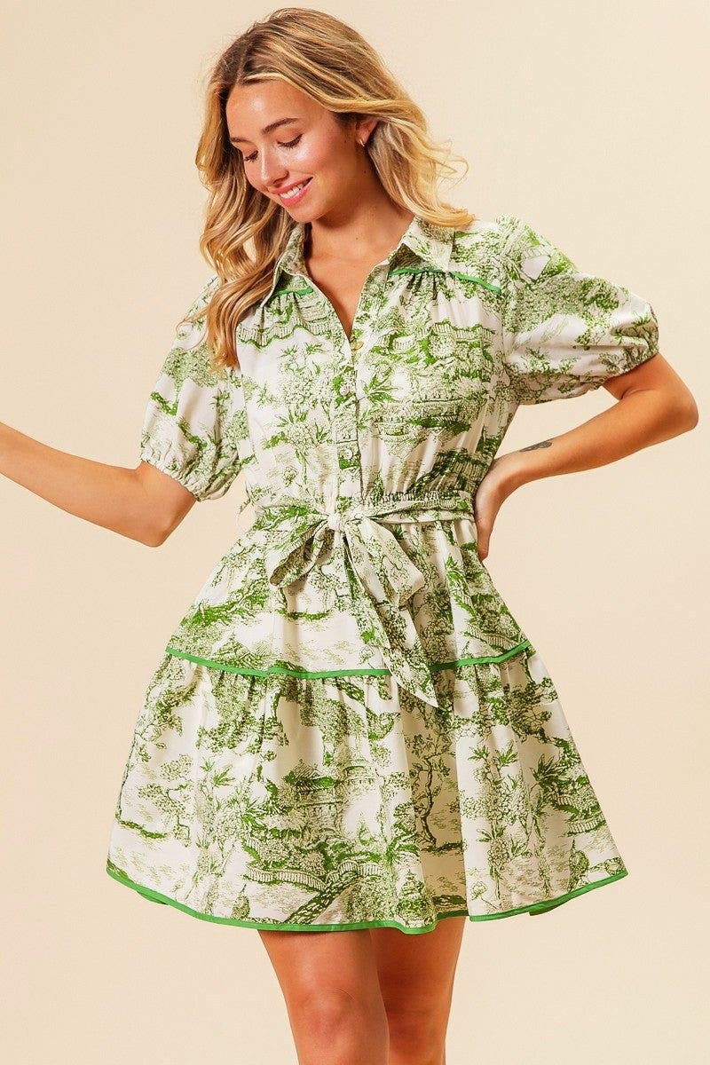 BiBi Woven Printed Tiered Dress