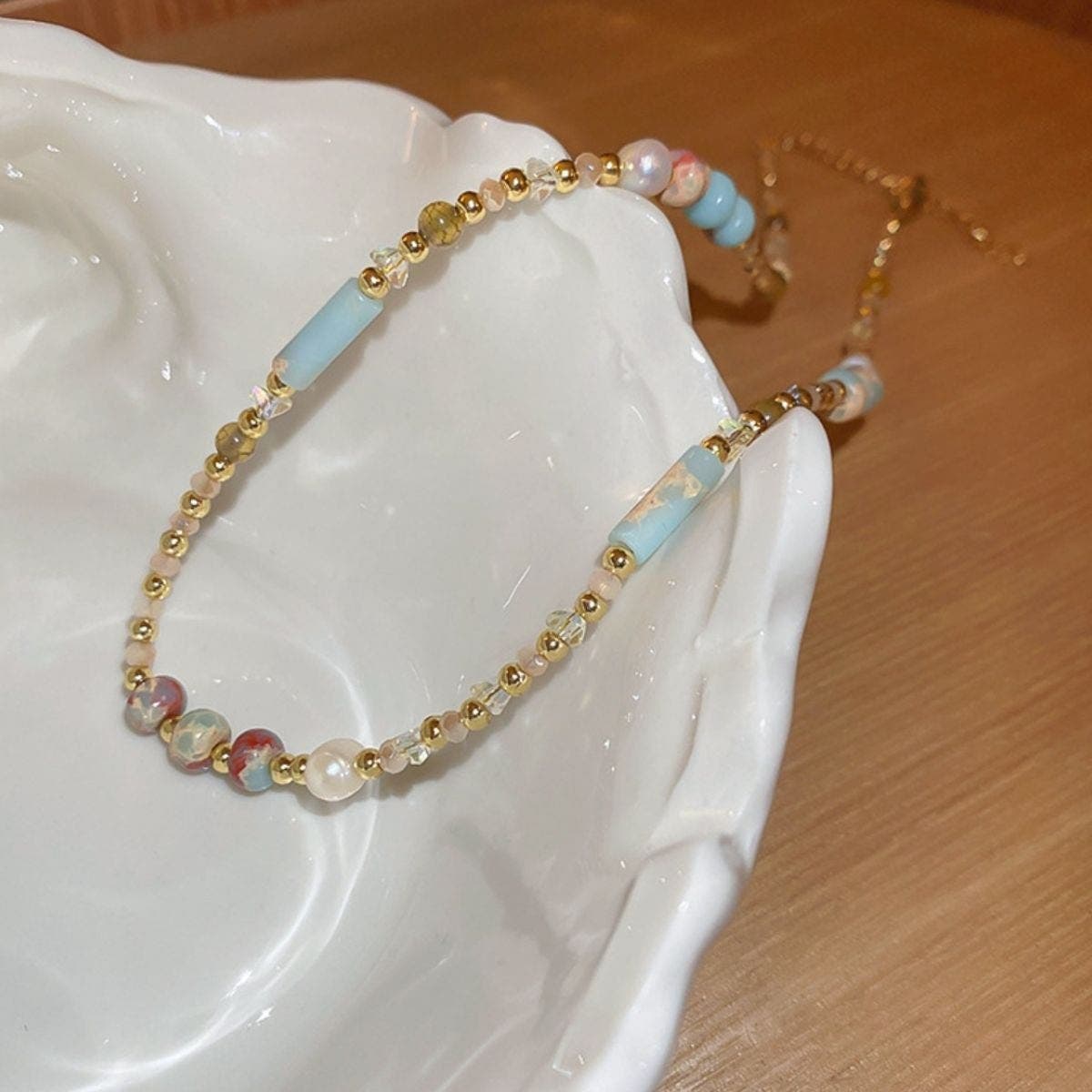 Alloy Pearl Beaded Necklace