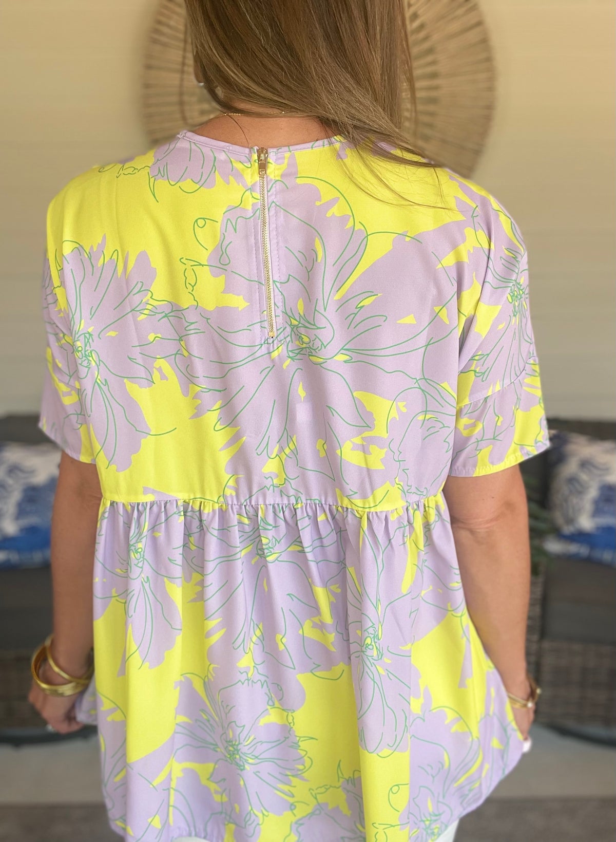 BOMBOM Floral Babydoll Tunic Top