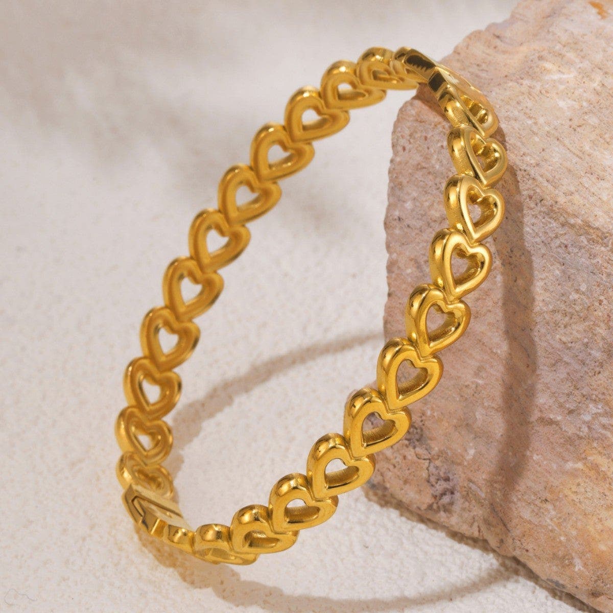 18K Gold-Plated Stainless Steel Heart Bracelet *Final Sale*