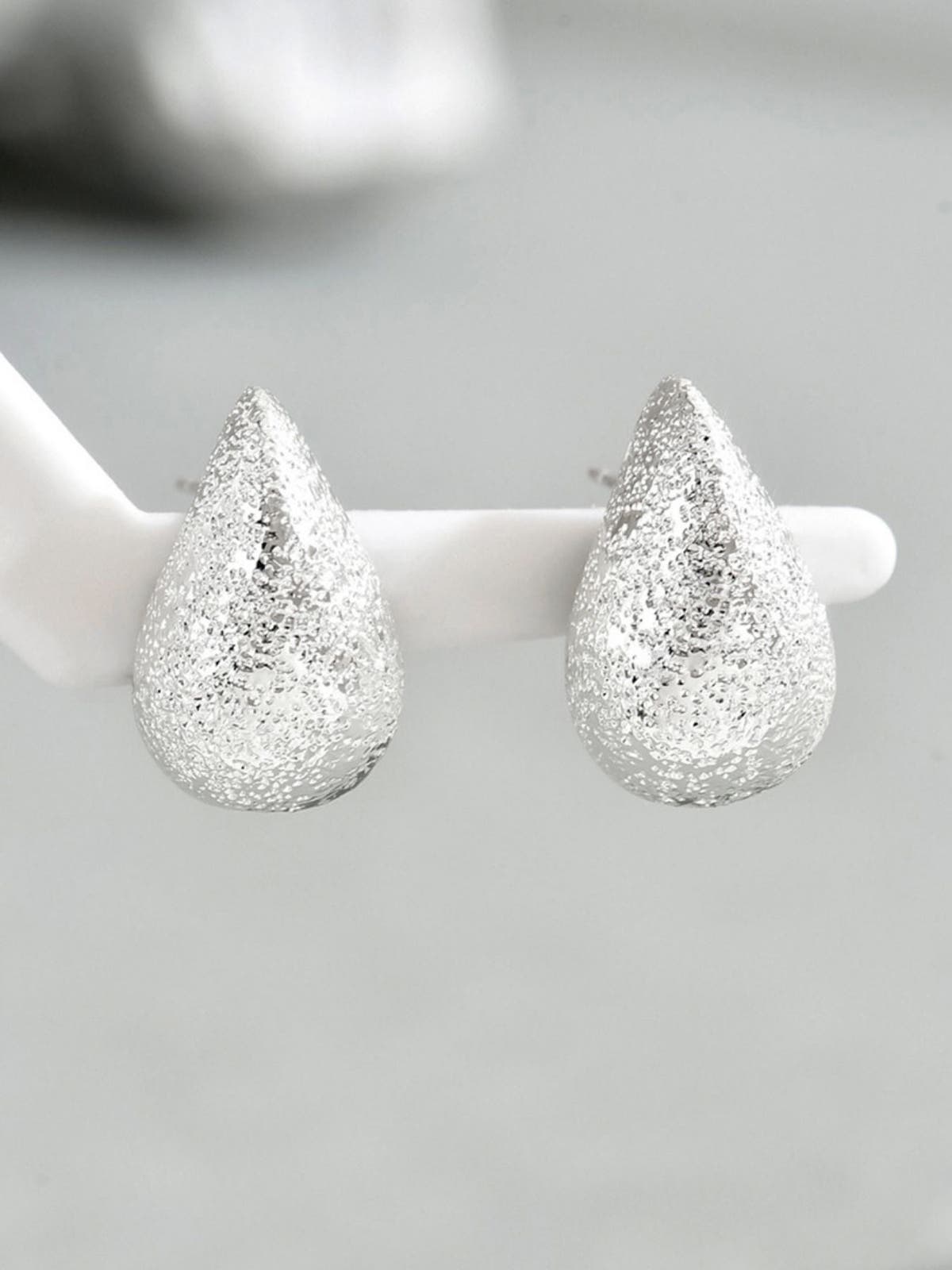 Stainless Steel Teardrop Textured Earrings *Final Sale*