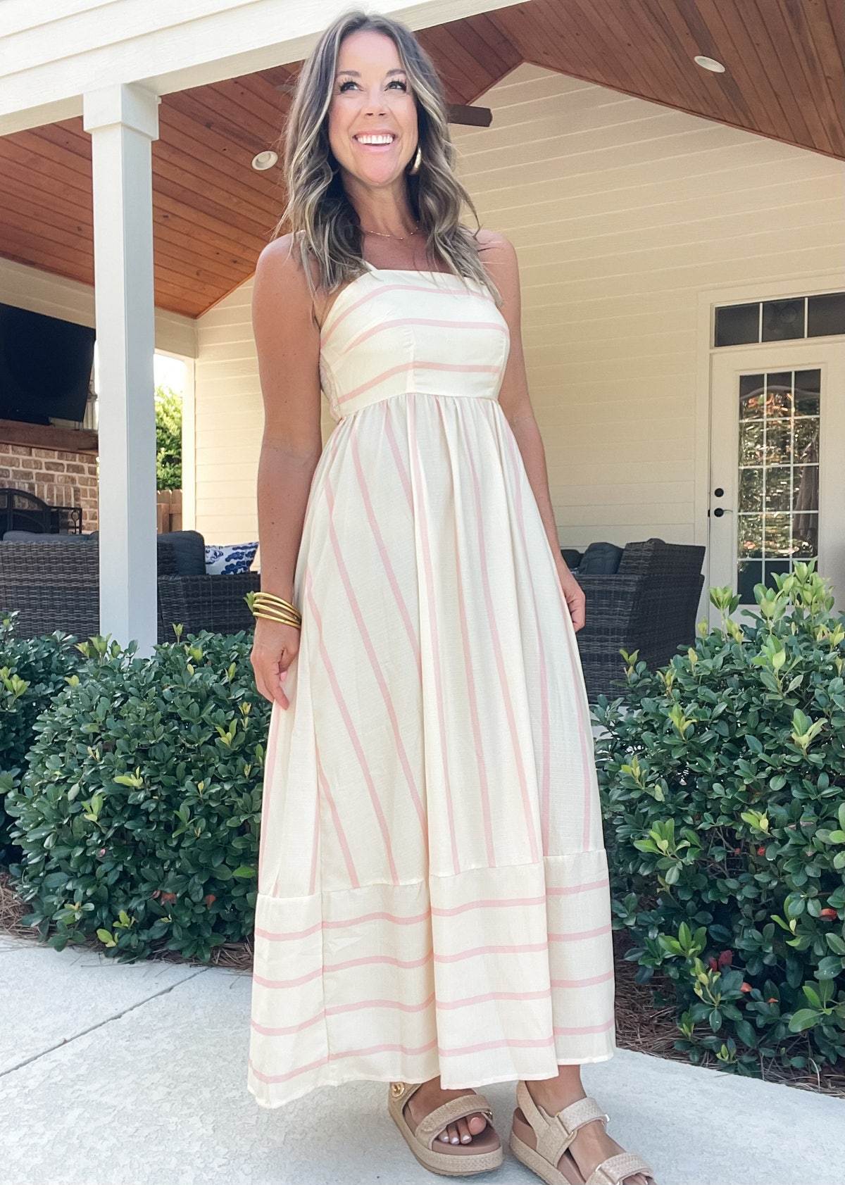 Striped Square Neck Cami Dress