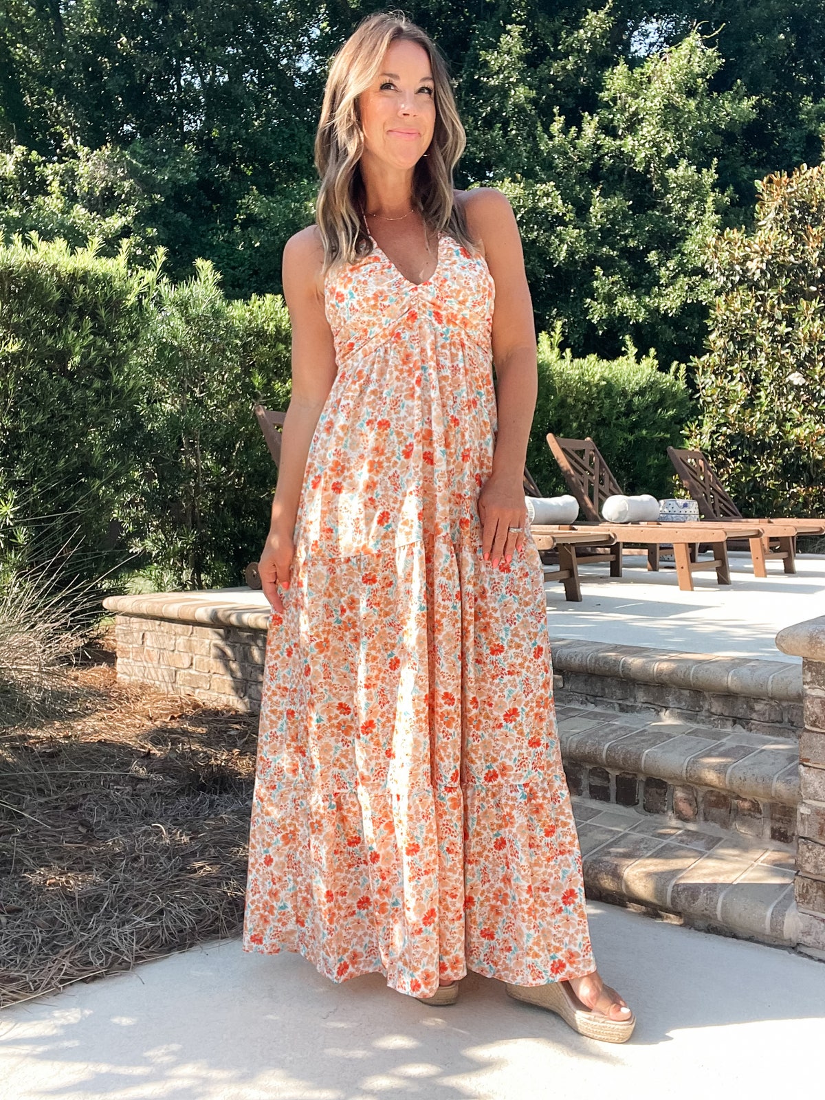 Tiered Halter Neck Printed Cami Dress
