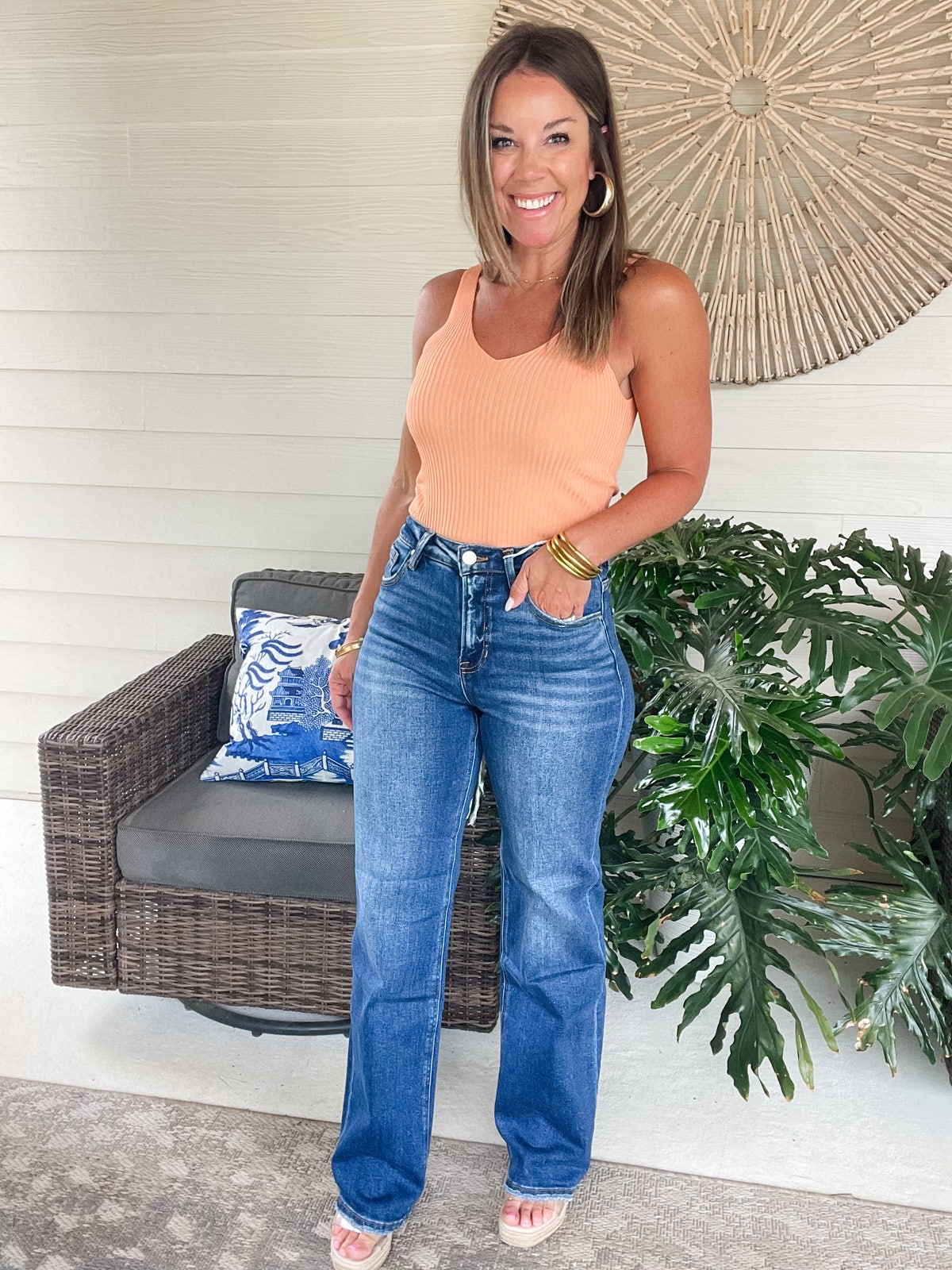 RISEN High Rise Straight Jeans