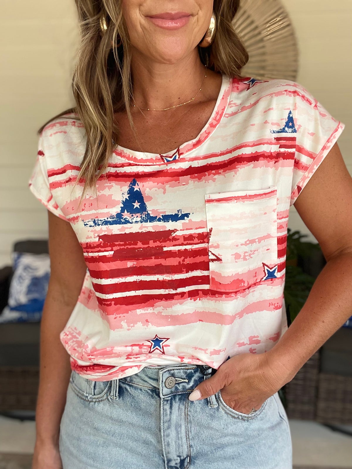 Printed Round Neck Short Sleeve T-Shirt