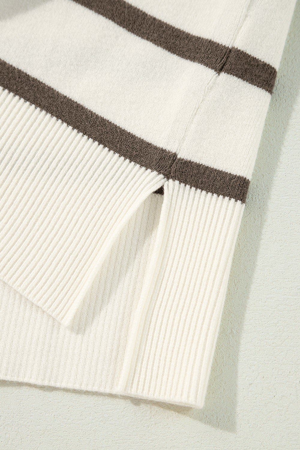 Stripe Side Slits Crewneck Sweater Vest