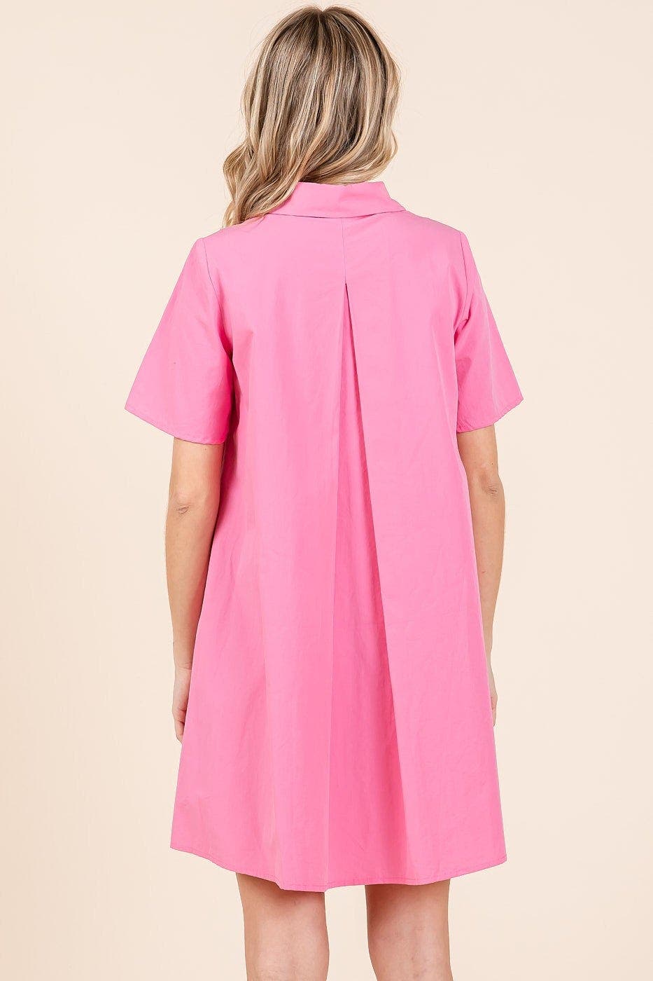 Mittoshop Poplin Collar Pleated Back Mini Dress