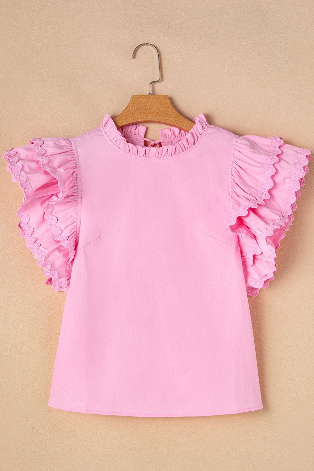 Ruffled Sleeve Frilled Collar Blouse