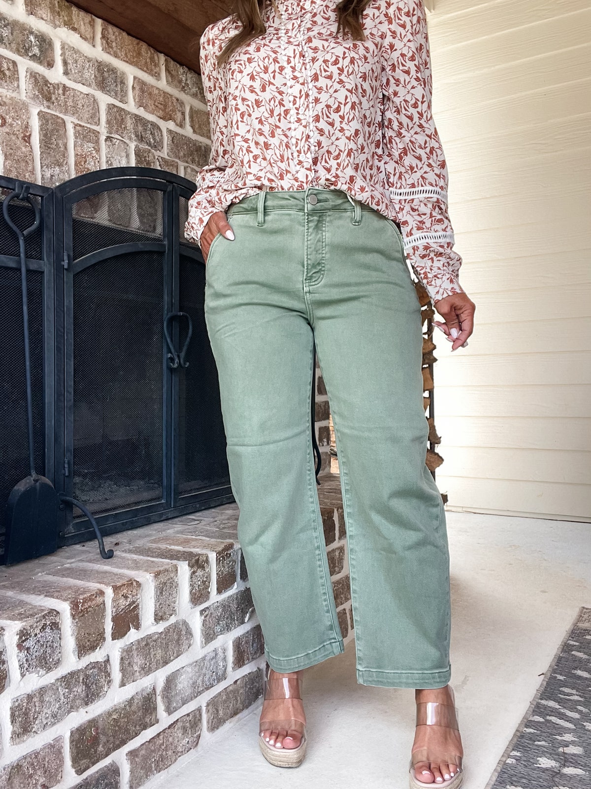 RISEN Full Size Tummy Control High Rise Crop Barrel Jeans Plus Size
