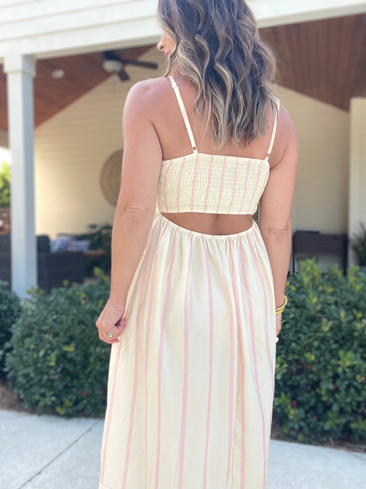 Striped Square Neck Cami Dress
