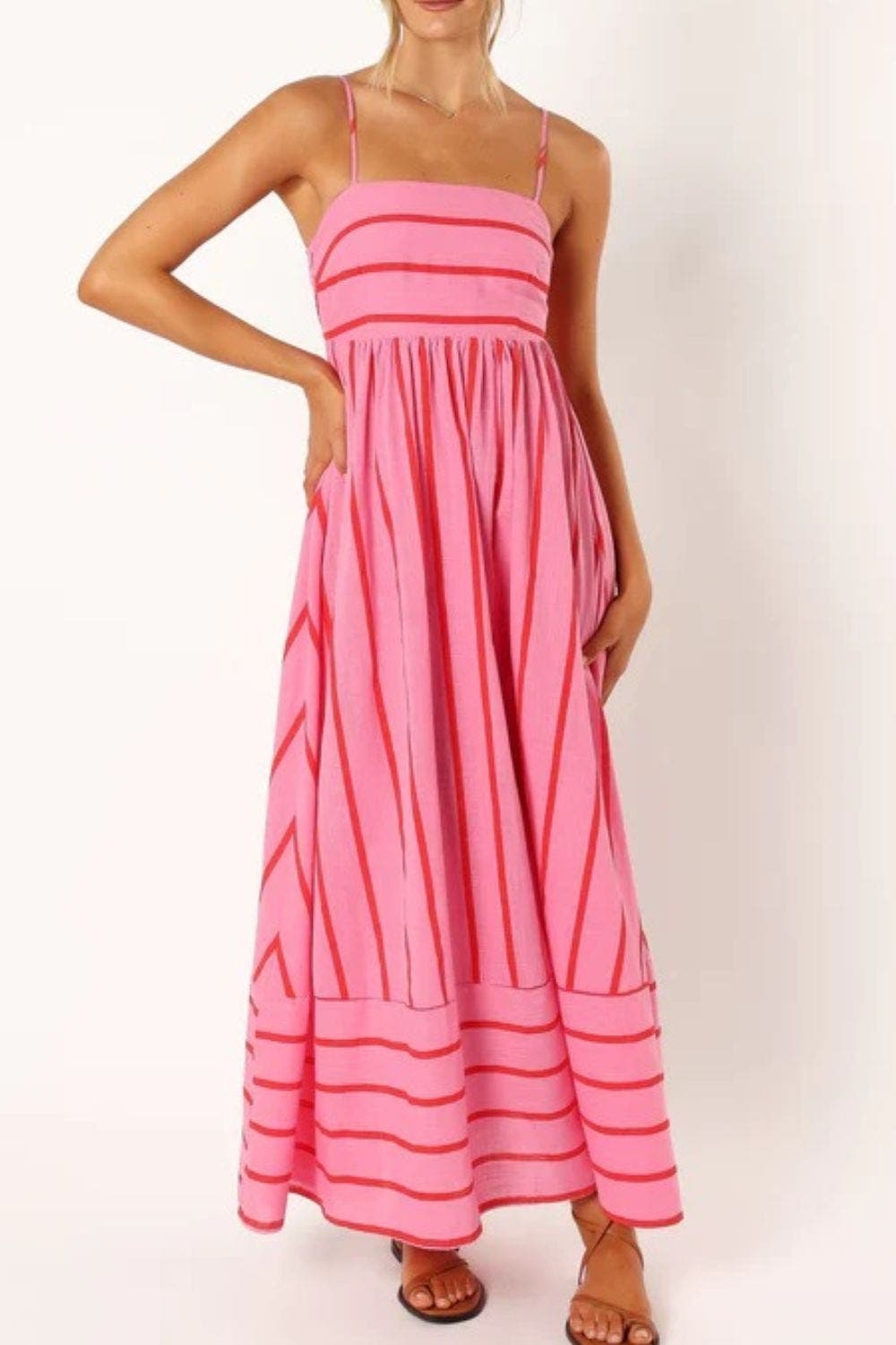 Striped Square Neck Cami Dress