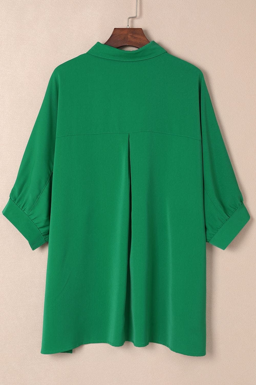Collared Neck Three-Quarter Sleeve Shirt