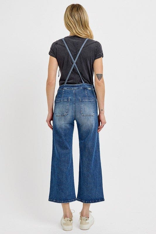 RISEN Full Size Knotted Strap Denim Overalls with Pockets Plus Size