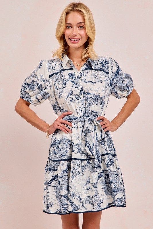 BiBi Woven Printed Tiered Dress