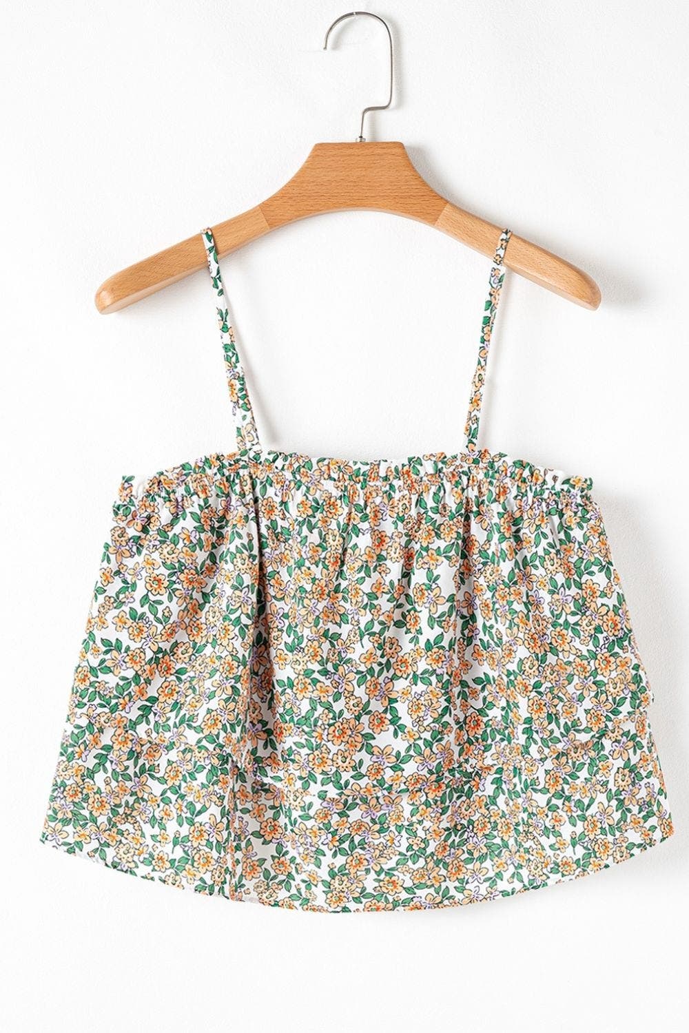 Floral Spaghetti Strap Ruffled Cami