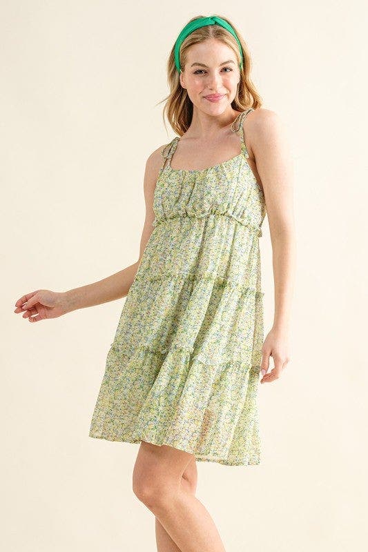 And The Why Floral Print Chiffon Ruffle Hem Dress