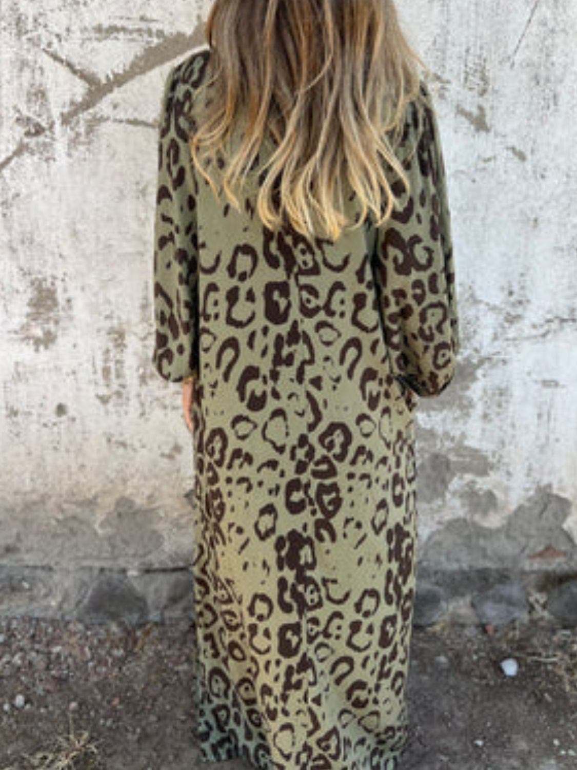 Full Size Printed V-Neck Dress with Pockets Plus Size