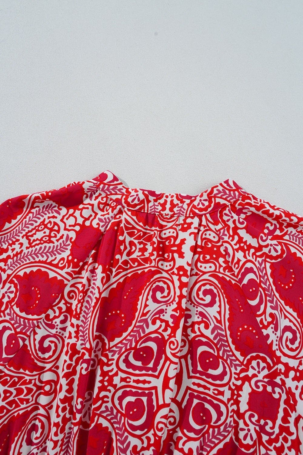 Paisley Print Side Slit Puff Sleeve High Waist Maxi Dress