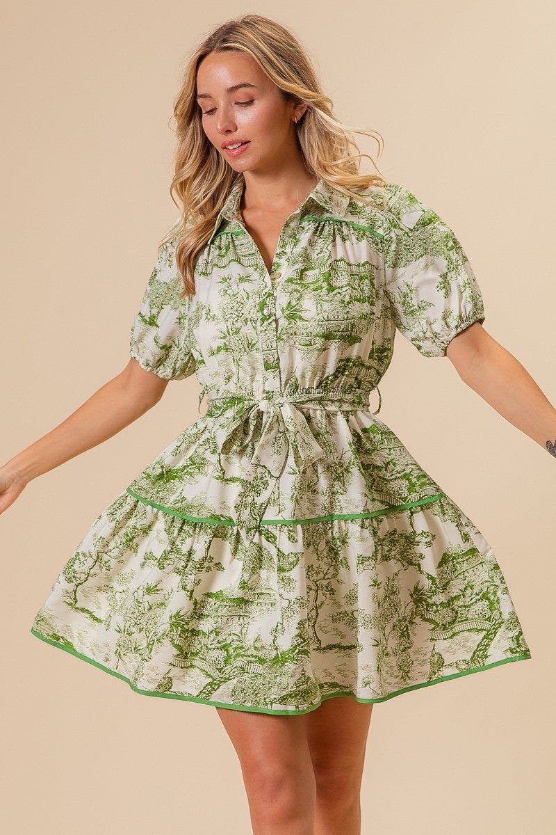 BiBi Woven Printed Tiered Dress