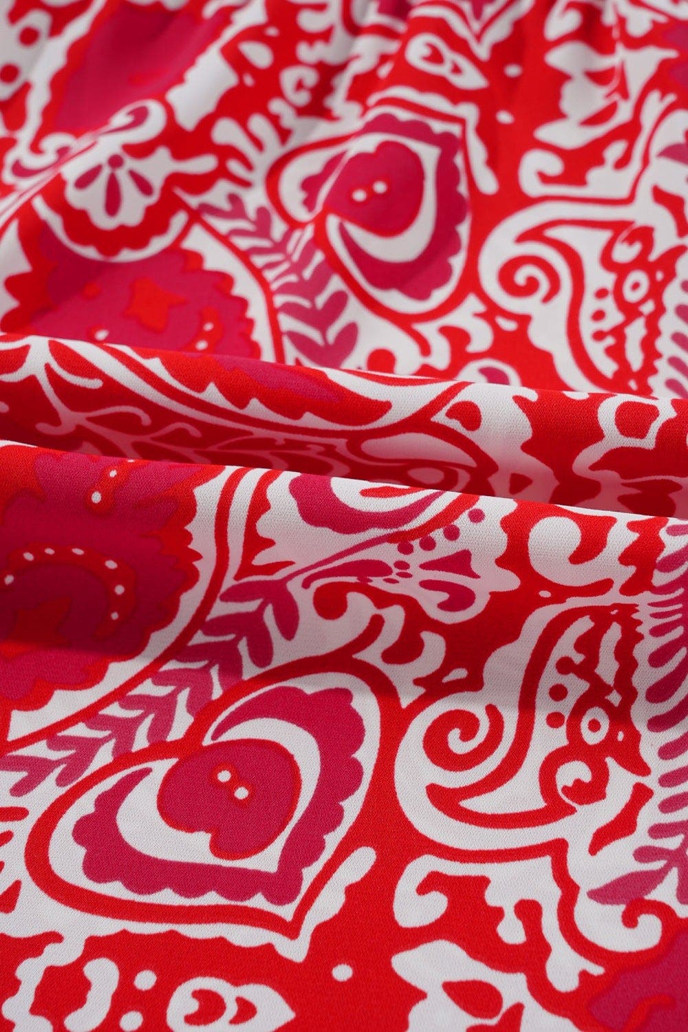 Paisley Print Side Slit Puff Sleeve High Waist Maxi Dress