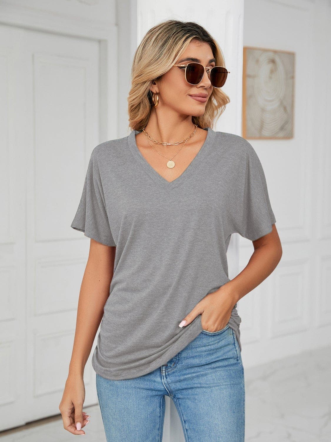V-Neck Short Sleeve T-Shirt