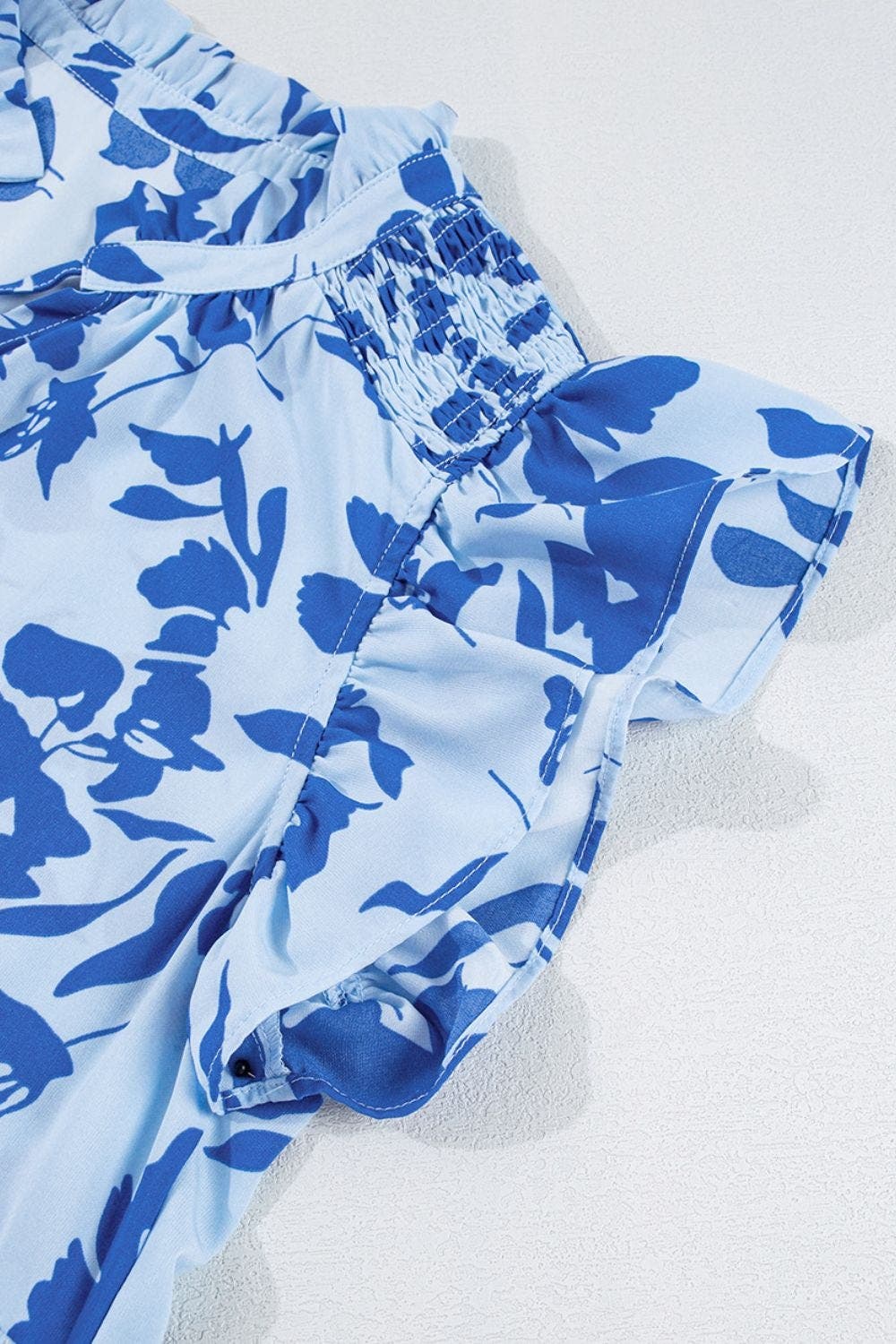 Floral Print Tiered Frilled Trim Flutter Sleeve Dress