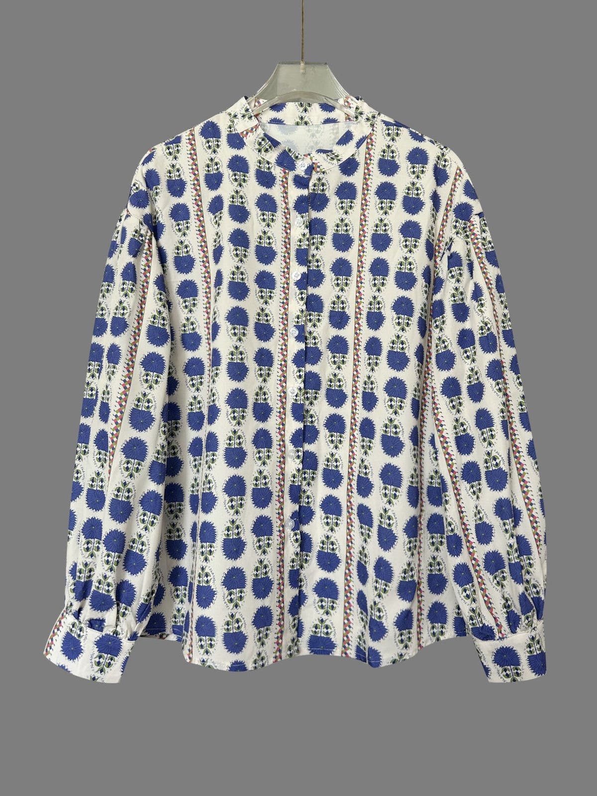 Printed Button Up Long Sleeve Shirt