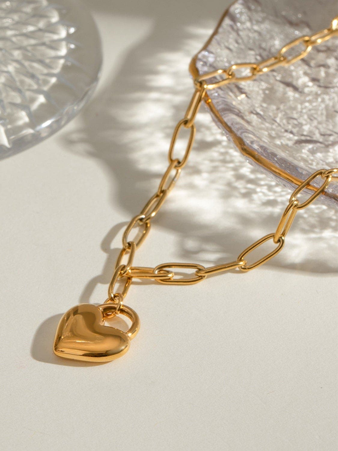 18K Gold-Plated Stainless Steel Heart Pendant Necklace *Final Sale*