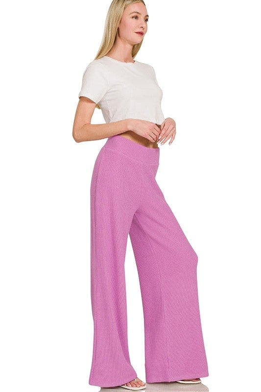 Zenana Rolled Sleeve Top and Pants Sweater Set