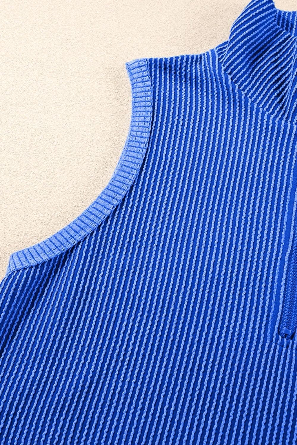 Corded Collared Half Zip Tank and Shorts Set