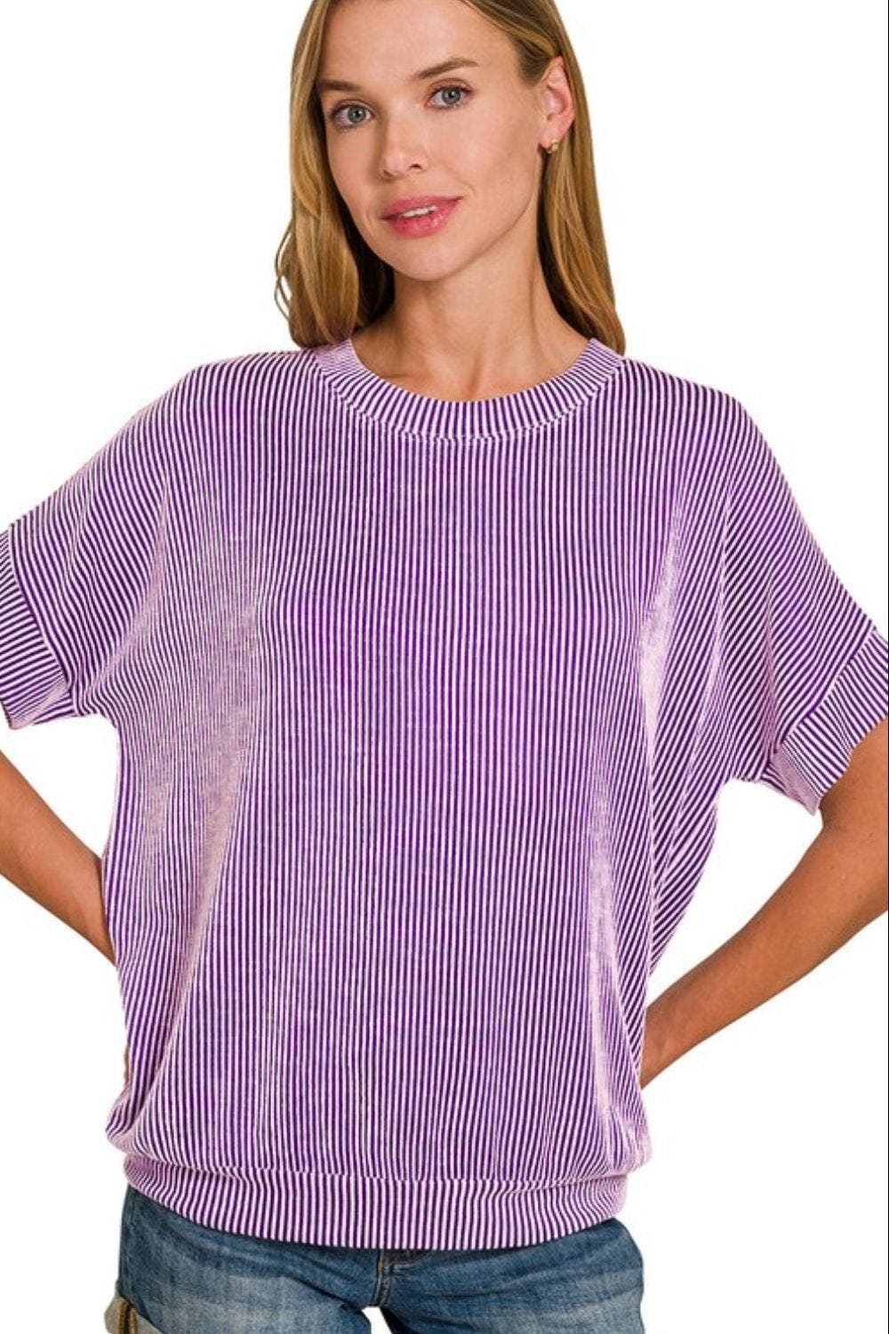 Zenana Corded Rib Short Sleeve T-Shirt